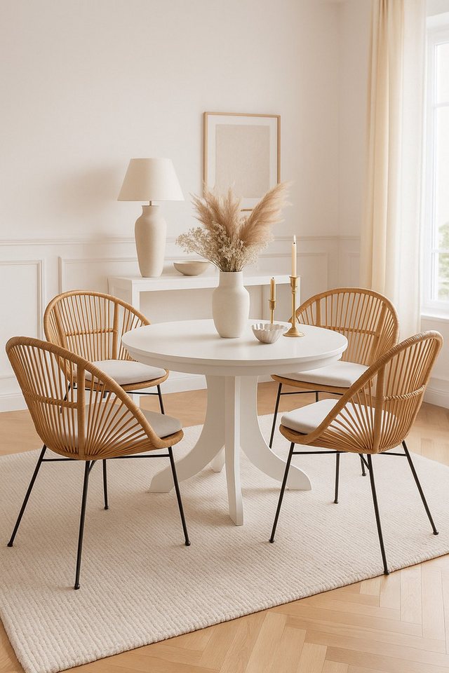 moebel-direkt-online Essgruppe 5tlg. Tischgruppe (ausziehbarer Esstisch und vier Stühle mit Kissen), (Spar-Set) von moebel-direkt-online