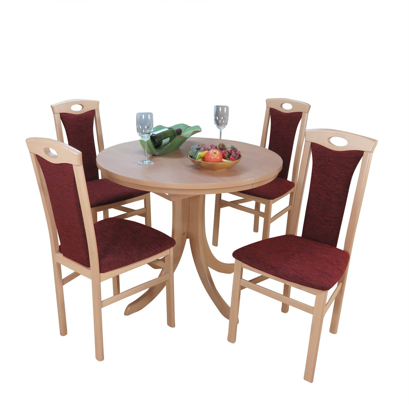 moebel-direkt-online Essgruppe Birde, (Spar-Set, 5-tlg., Auszugs-Esstisch mit 4 Stühlen), Tisch mit 4 Stühlen von moebel-direkt-online