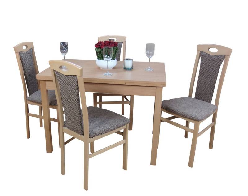 moebel-direkt-online Essgruppe Janina, (Spar-Set, Tischgruppe 5tlg), Tisch mit 4 Stühlen von moebel-direkt-online