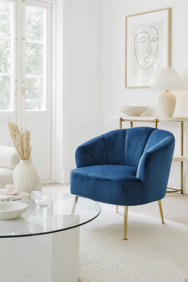 moebel-direkt-online Loungesessel Moderner Polstersessel mit goldfarben beschichtetem Stahlrohrgestell (1-St), Mit Stahlrohrbeinen von moebel-direkt-online