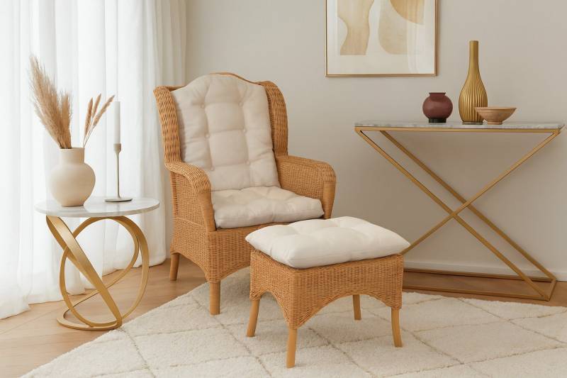 moebel-direkt-online Ohrensessel Samuel (Spar-Set, Sessel mit Hocker, inklusive 3tlg. Kissenset) von moebel-direkt-online