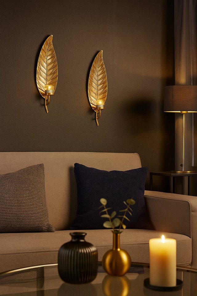 moebel-direkt-online Teelichthalter Sally (Set, 2 Teelichthalter), mit einem Glaszylinder, aus Metall, goldene Oberfläche von moebel-direkt-online