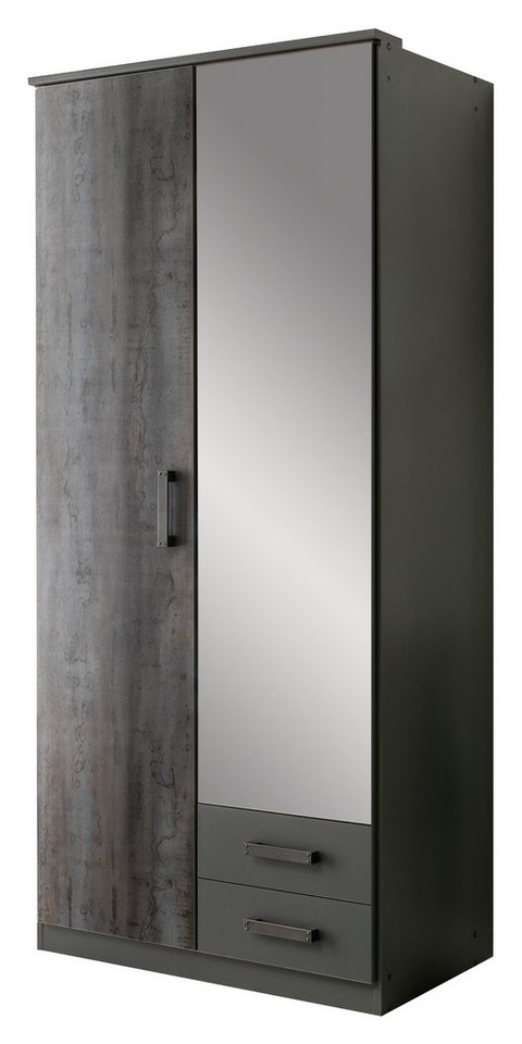 möbel-direkt.de Drehtürenschrank Duisburg in Grafit mit Digi-Steel-Optik (Komplett, 1-St., Kleiderschrank als 2Türer, 3Türer oder 4Türer wählbar) mit Spiegel, in Digi-Steel-Optik von möbel-direkt.de