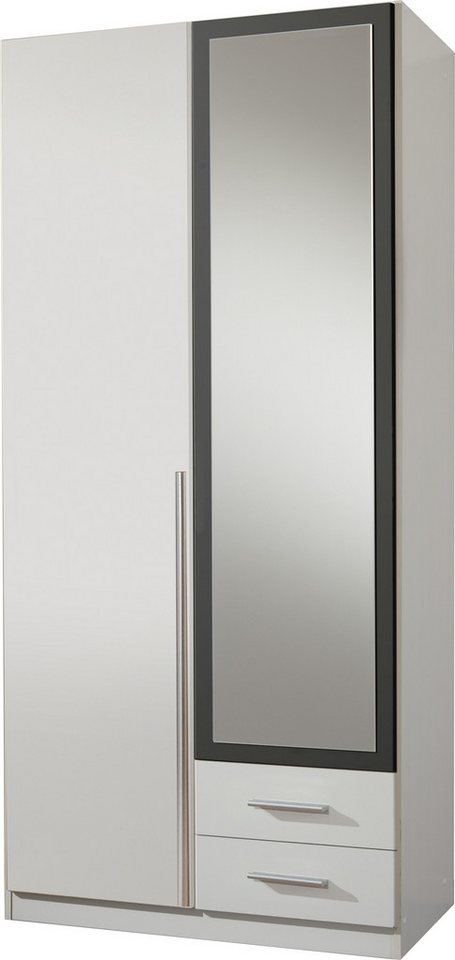 möbel-direkt.de Drehtürenschrank Skate in Weiß mit Grafit (Komplett Set, 1-St., Kleiderschrank als 2Türer, 3Türer oder 4Türer wählbar) Made in Germany, mit Spiegel von möbel-direkt.de