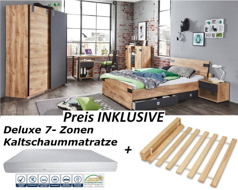 möbel-direkt.de Jugendzimmer-Set Liverpool, (Komplett Set, 9-St., in verschiedenen Zusammenstellungen auswählbar), Made in Germany von möbel-direkt.de