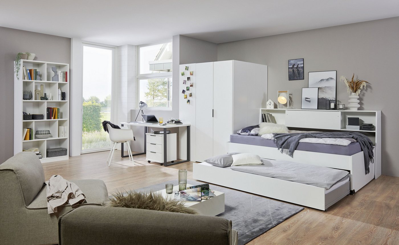 möbel-direkt.de Jugendzimmer-Set Norderney, (Komplett Set, 7-tlg., in verschiedenen Zusammenstellungen und Dekoren wählbar), Made in Germany, begehbarer Kleiderschrank von möbel-direkt.de
