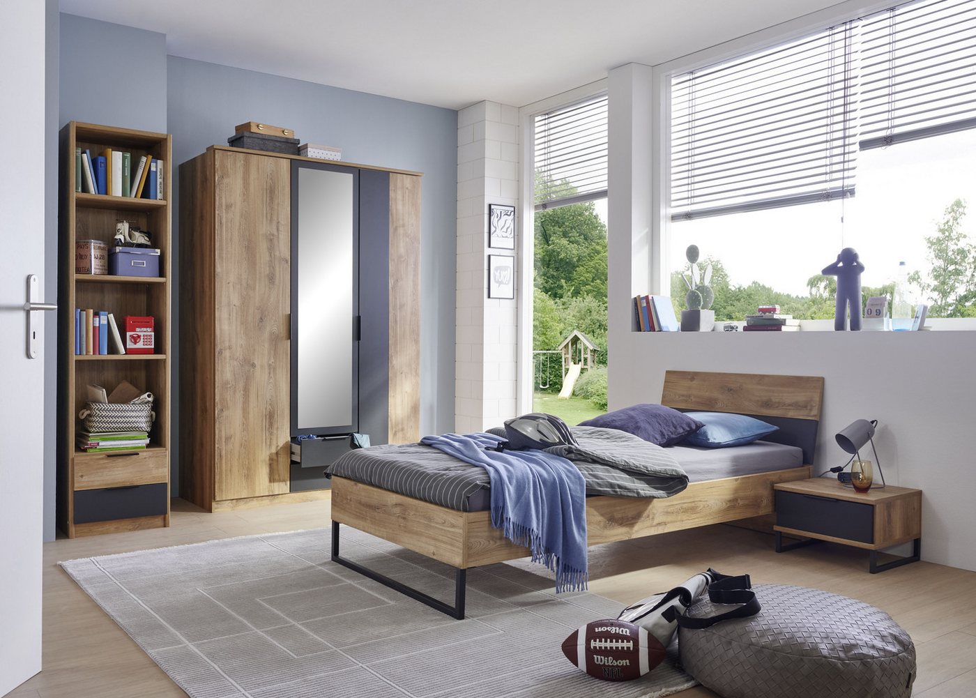 möbel-direkt.de Jugendzimmer-Set Texel, (Komplett Set, 4-tlg., verschiedene Zusammenstellungen wählbar), mit Spiegel am Schrank von möbel-direkt.de