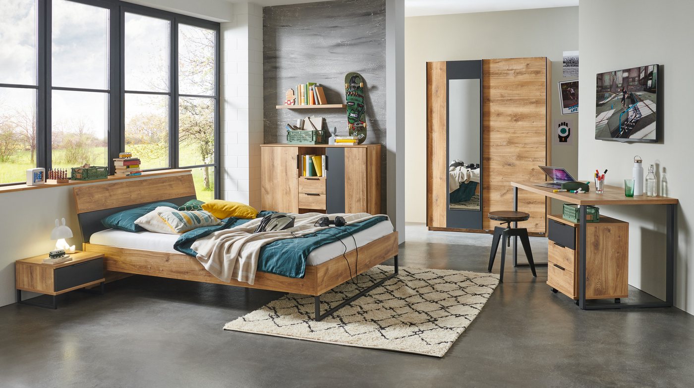 möbel-direkt.de Jugendzimmer-Set Texel, (Komplett Set, 7-tlg., verschiedene Zusammenstellungen wählbar), mit Spiegel am Schrank von möbel-direkt.de