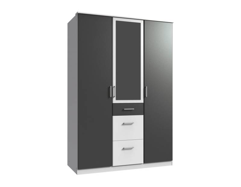 möbel-direkt.de Kleiderschrank Click in Weiß mit Grafit (komplett, 1-St., Kleiderschrank) Made in Germany von möbel-direkt.de