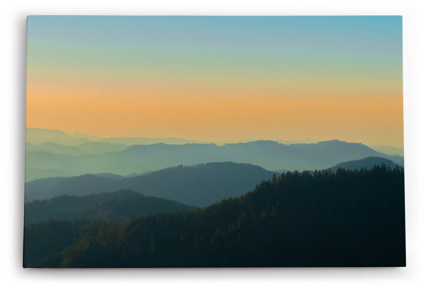 möbel-direkt.de Leinwandbild Berglandschaft Berge Gebirge Tannen Natur Sonnenuntergang von möbel-direkt.de