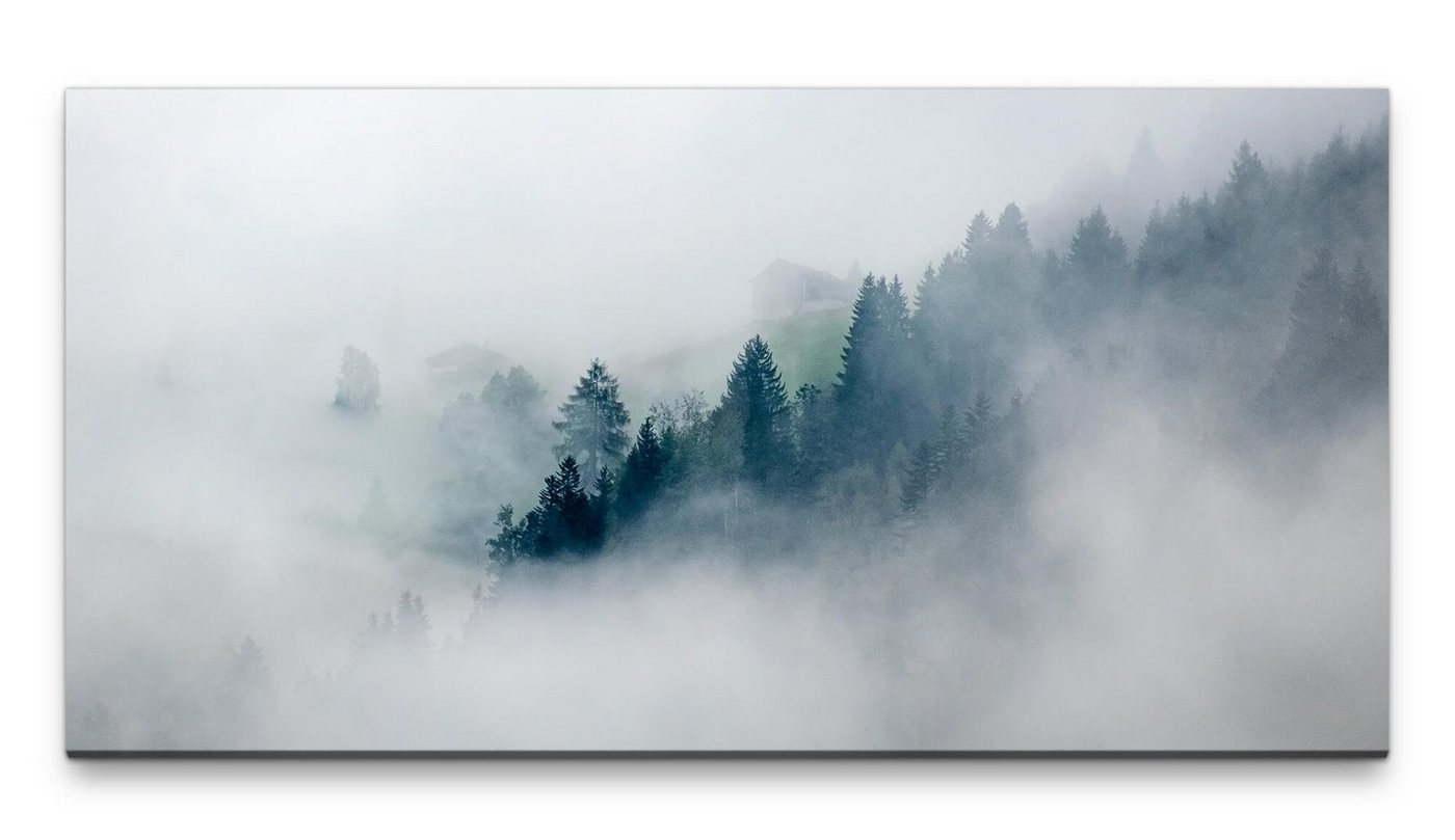 möbel-direkt.de Leinwandbild Bilder XXL Bäume im Nebel 50x100cm Wandbild auf Leinwand von möbel-direkt.de