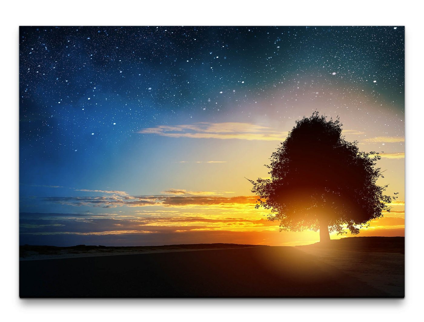 möbel-direkt.de Leinwandbild Bilder XXL Baum mit Sternenhimmel Wandbild auf Leinwand von möbel-direkt.de