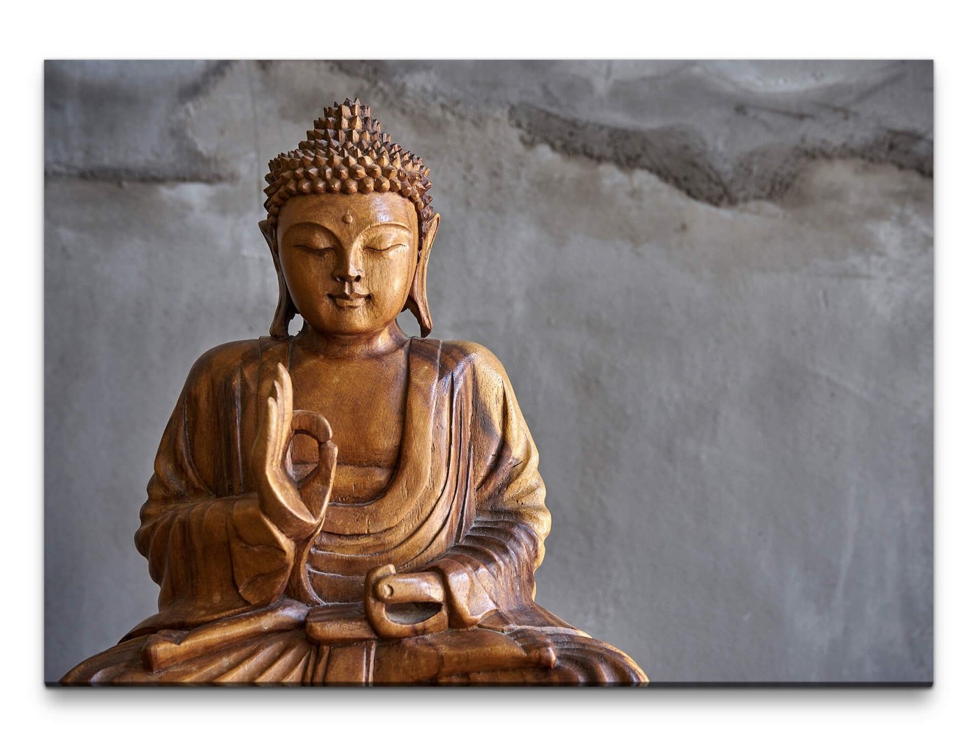 möbel-direkt.de Leinwandbild Bilder XXL Buddha aus Holz Wandbild auf Leinwand von möbel-direkt.de