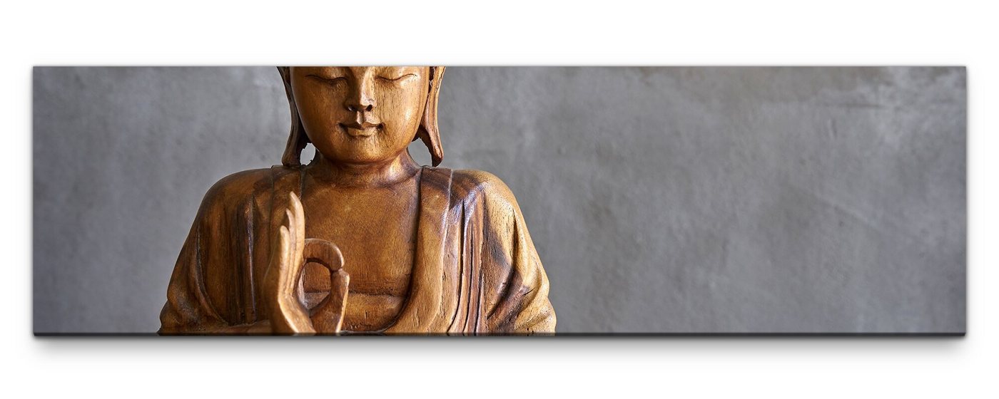 möbel-direkt.de Leinwandbild Bilder XXL Buddha aus Holz Wandbild auf Leinwand von möbel-direkt.de