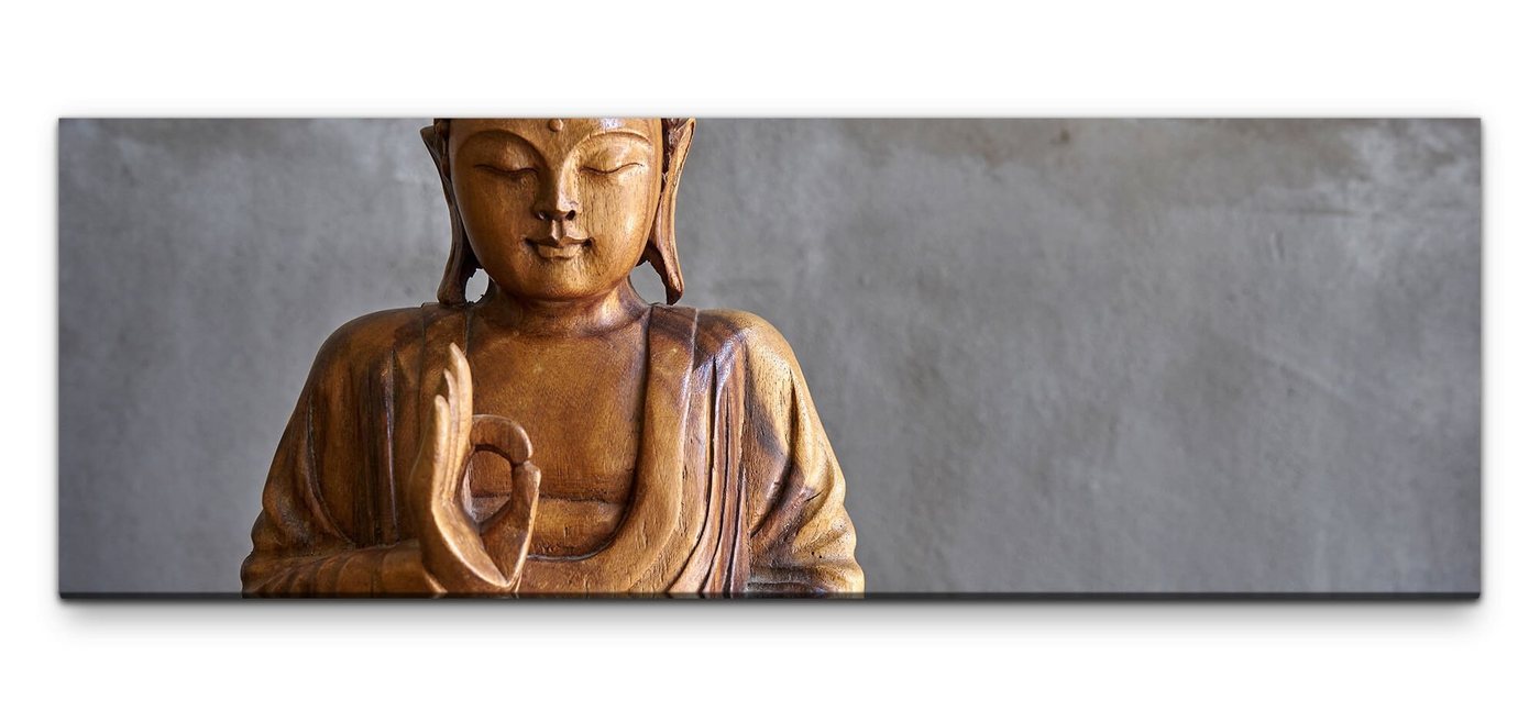 möbel-direkt.de Leinwandbild Bilder XXL Buddha aus Holz Wandbild auf Leinwand von möbel-direkt.de