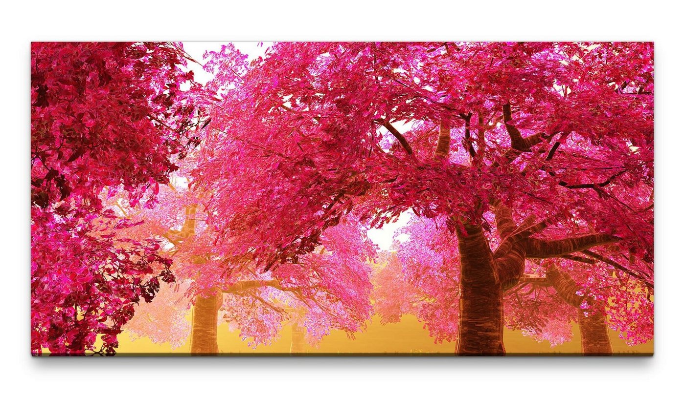 möbel-direkt.de Leinwandbild Bilder XXL Pinke Bäume 50x100cm Wandbild auf Leinwand von möbel-direkt.de