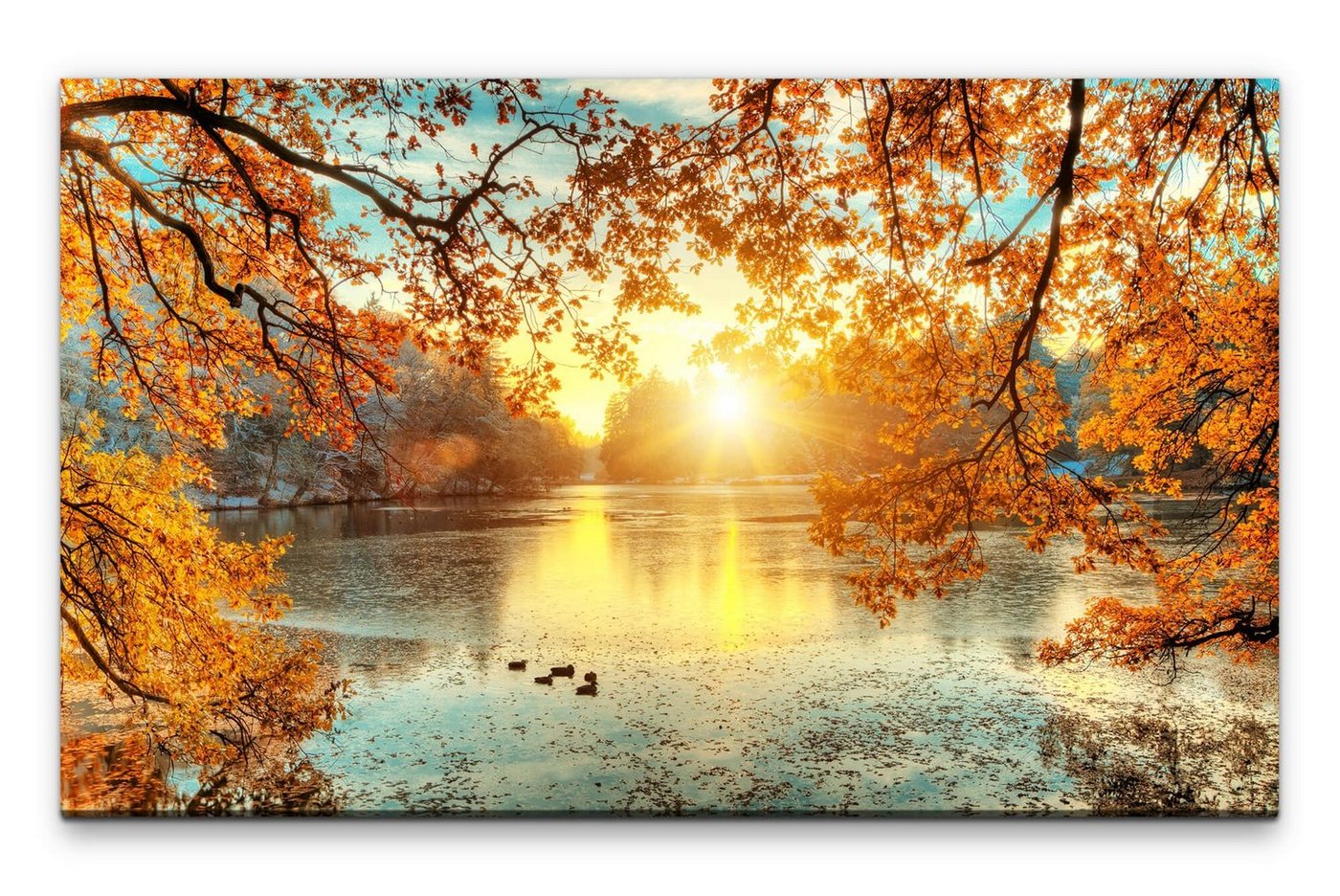 möbel-direkt.de Leinwandbild Bilder XXL See im Herbst Wandbild auf Leinwand von möbel-direkt.de