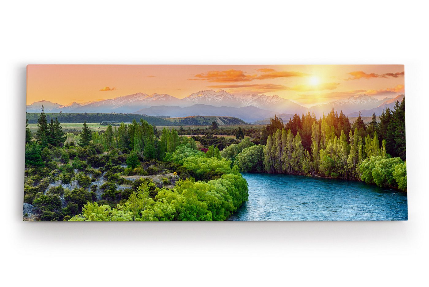 möbel-direkt.de Leinwandbild Clutha River Neuseeland Fluss Sonnenuntergang Berge Natur von möbel-direkt.de