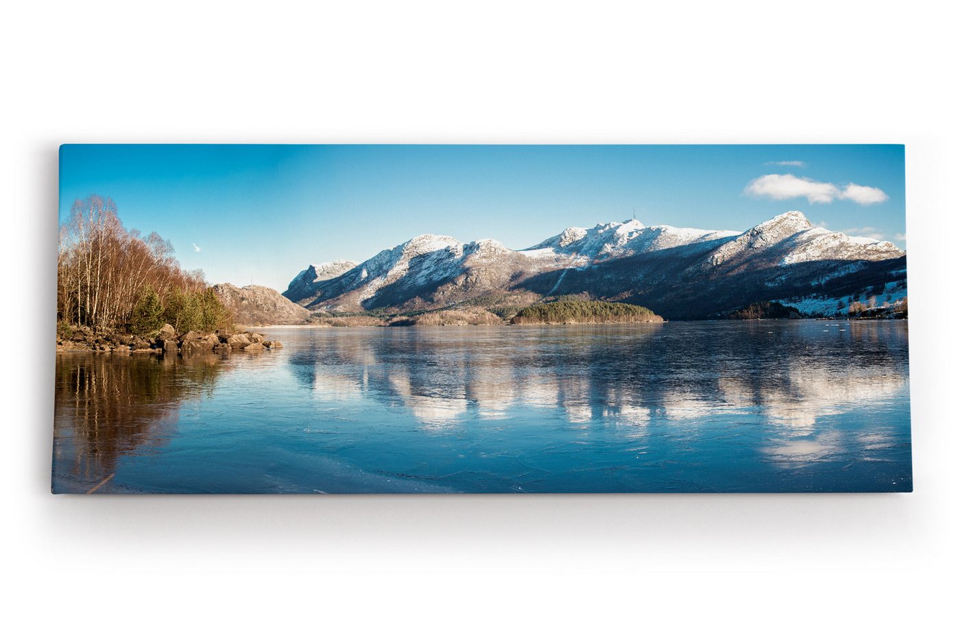 möbel-direkt.de Leinwandbild Gefrorener See Berge Winter Landschaft Schnee von möbel-direkt.de