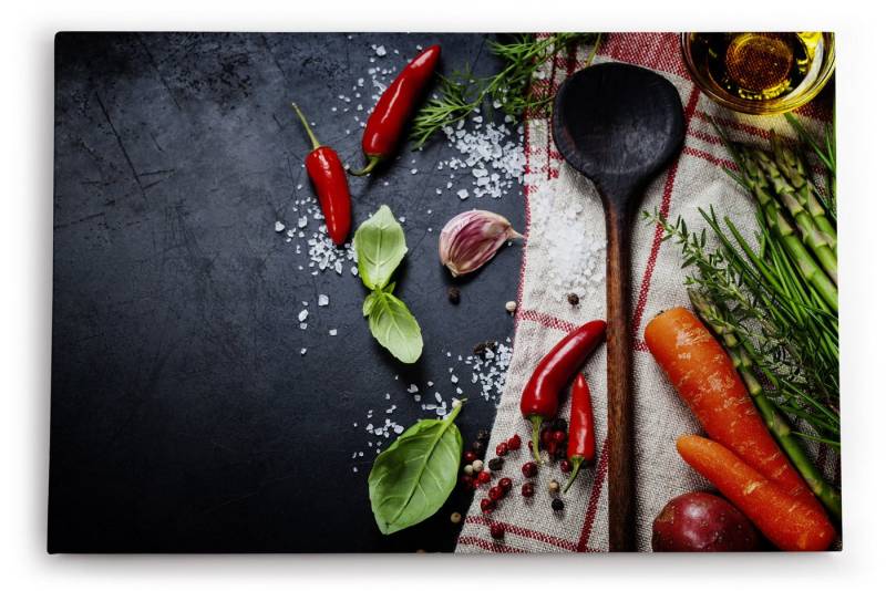 möbel-direkt.de Leinwandbild Gewürze Holzlöffel Küche Essen Kochen Obst von möbel-direkt.de