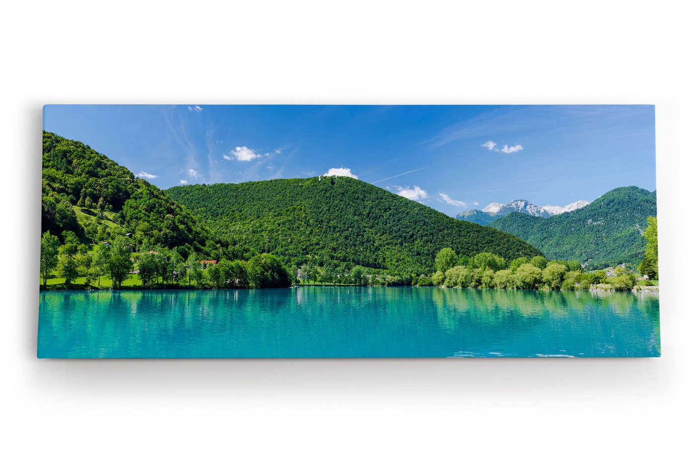 möbel-direkt.de Leinwandbild Slowenien Modrej See Berge Natur Grün blauer Himmel von möbel-direkt.de