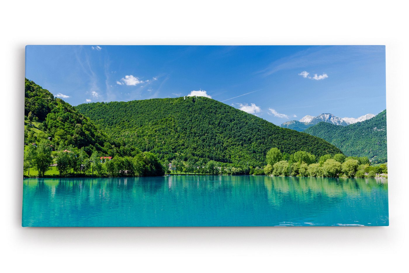 möbel-direkt.de Leinwandbild Slowenien Modrej See Berge Natur Grün blauer Himmel von möbel-direkt.de