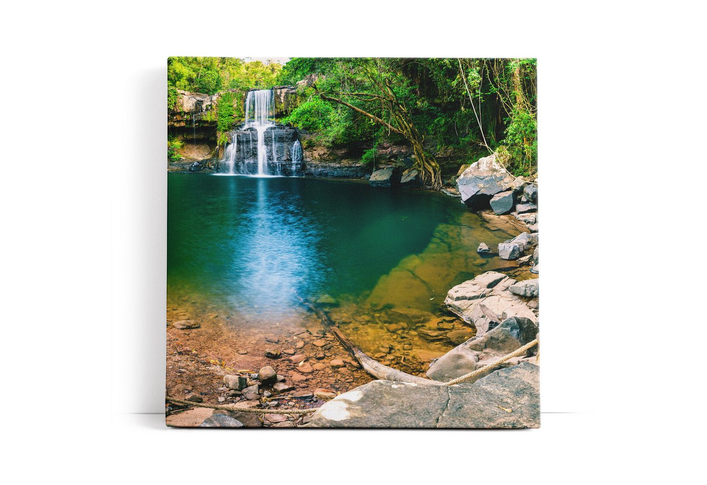 möbel-direkt.de Leinwandbild Wasserfall Dschungel Wasser Natur Grün Thailand von möbel-direkt.de