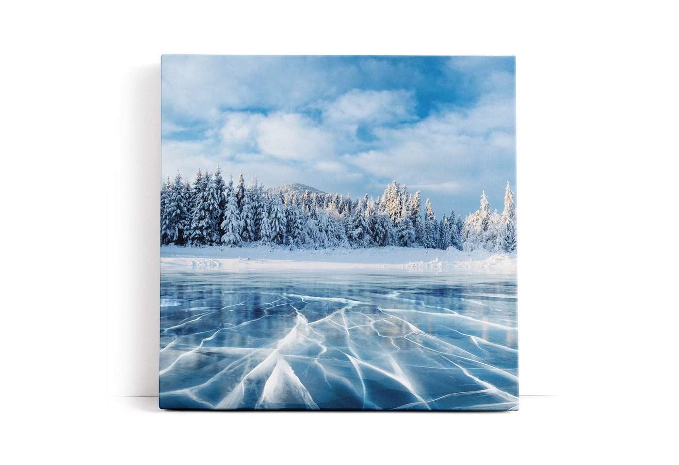 möbel-direkt.de Leinwandbild Winter Schnee gefrorener See Tannenwald Eis von möbel-direkt.de