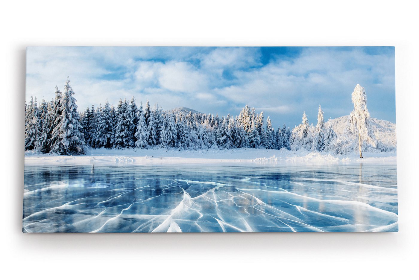 möbel-direkt.de Leinwandbild Winter Schnee gefrorener See Tannenwald Eis von möbel-direkt.de