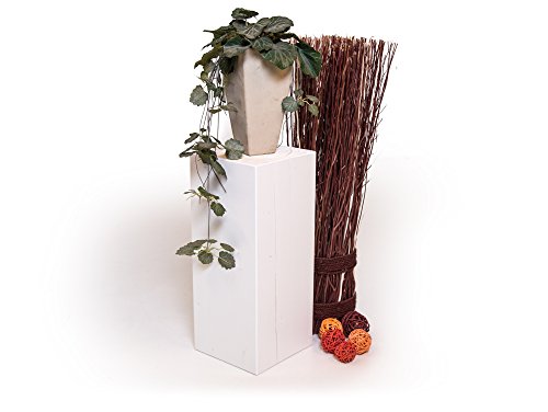 moebel-eins Blumensäule Fichte massiv Dekosäule Holzsäule Säule Landhaus Design, Weiss, 17x17 cm, 40 cm von moebel-eins