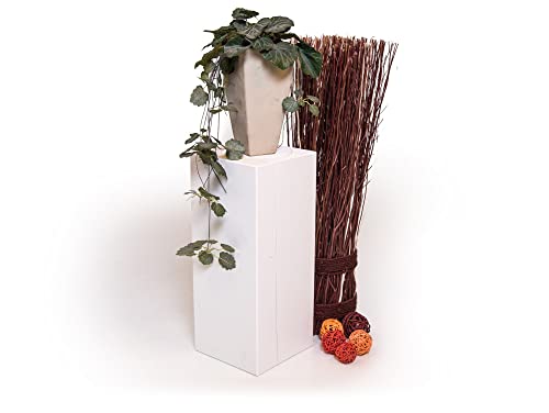 moebel-eins Blumensäule Fichte massiv Dekosäule Holzsäule Säule Landhaus Design, Weiss, 19x19 cm, 40 cm von moebel-eins