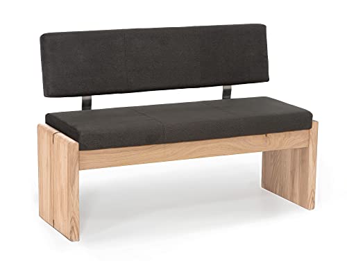 SIRION Sitzbank/Truhenbank aus Eiche, Material Massivholz/Bezug Mikrofaser, 130 cm, mit Rückenlehne, Dunkelbraun SIRION Sitzbank/Truhenbank aus Eiche, Material Massivholz/Bezug Mikrofaser, 130 cm, mit Rückenlehne, Dunkelbraun von moebel-eins