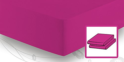Schlafgut Basic MAKO-Jersey Spannbetttuch/Spannbettlaken 180x200 bis 200x200,pink von moebel-eins