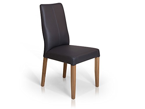 moebel-eins Adrian Polsterstuhl, Material Echtleder/Massivholz, dunkelgrau von moebel-eins