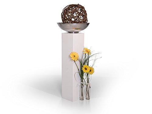 moebel-eins Blumensäule Fichte massiv Dekosäule Holzsäule Säule Landhaus Design, Weiss, 19x19 cm, 80 cm von moebel-eins