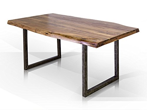 moebel-eins GERA Baumkantenesstisch Esstisch Holztisch Akazie Metallfuß schwarz lackiert, 160 x 90 cm von moebel-eins