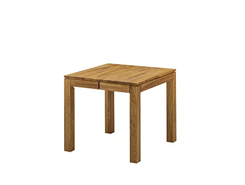 moebel-eins LISSABON Esstisch/Ausziehtisch Holztisch Massivholztisch Esszimmertisch Tisch geölt, Wildeiche, 80/130x80 cm von moebel-eins