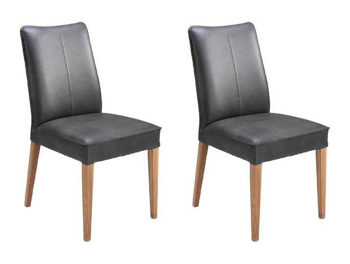 G + K Polsterstühle 2er Set ST-0730, Anthrazit - Braun - Lederbezug - Holzgestell - 2er Set G + K Polsterstühle 2er Set ST-0730, Anthrazit - Braun - Lederbezug - Holzgestell - 2er Set von moebel-jack