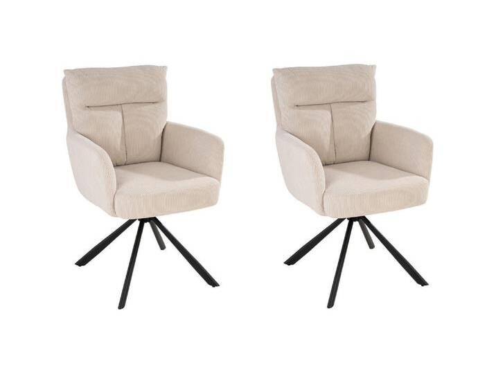 Home4You Polsterstühle 2er Set, Beige - Schwarz - Cord - Metallgestell - drehbar - 2er Set Home4You Polsterstühle 2er Set, Beige - Schwarz - Cord - Metallgestell - drehbar - 2er Set von moebel-jack