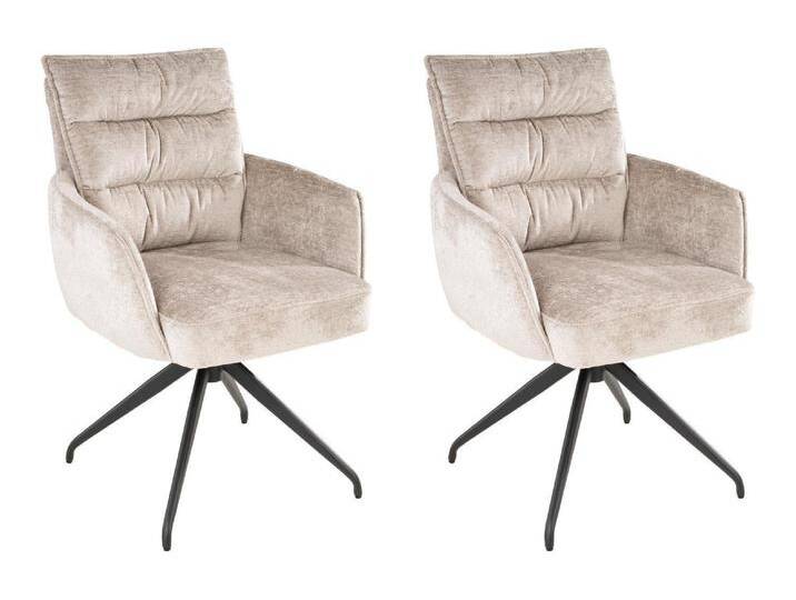 Home4You Polsterstühle 2er Set, Beige - Schwarz - Webstoff - Metallgestell - drehbar - 2er Set Home4You Polsterstühle 2er Set, Beige - Schwarz - Webstoff - Metallgestell - drehbar - 2er Set von moebel-jack