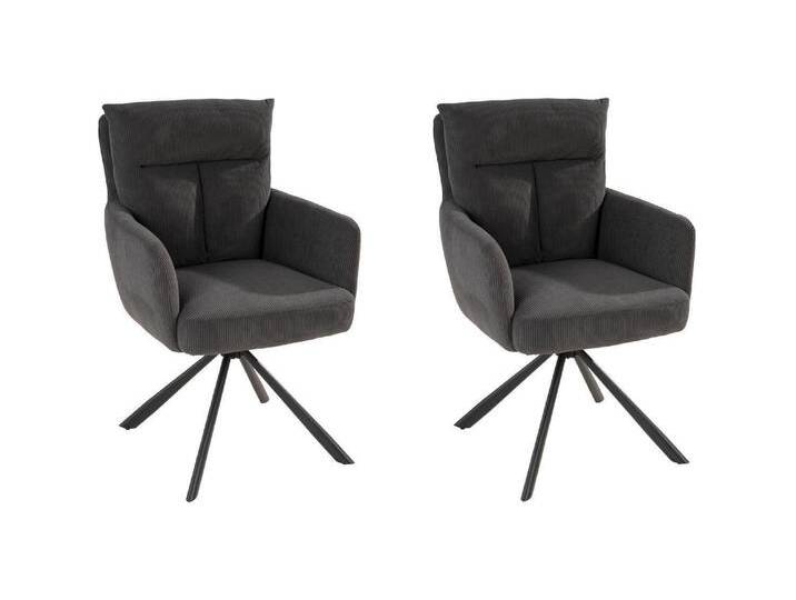 Home4You Polsterstühle 2er Set, Dunkelgrau - Schwarz - Cord - Metallgestell - drehbar - 2er Set Home4You Polsterstühle 2er Set, Dunkelgrau - Schwarz - Cord - Metallgestell - drehbar - 2er Set von moebel-jack