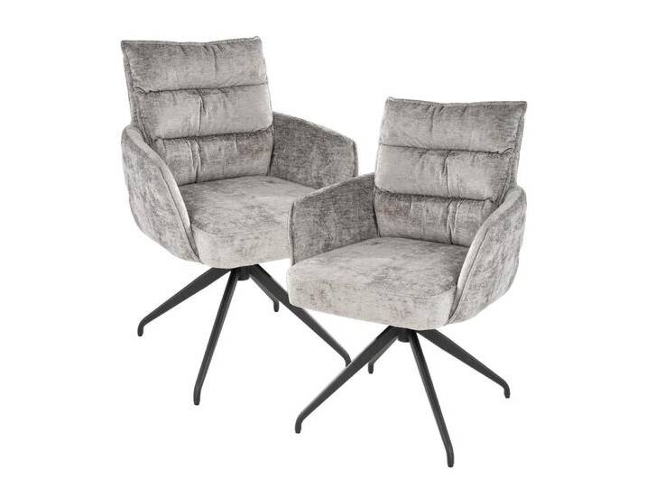 Home4You Polsterstühle 2er Set, Grau - Schwarz - Webstoff - Metallgestell - drehbar - 2er Set Home4You Polsterstühle 2er Set, Grau - Schwarz - Webstoff - Metallgestell - drehbar - 2er Set von moebel-jack