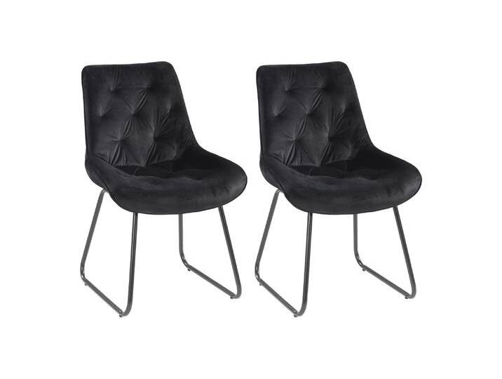 Home4You Polsterstühle 2er Set, Schwarz - Samtbezug - Kufengestell - 2er Set Home4You Polsterstühle 2er Set, Schwarz - Samtbezug - Kufengestell - 2er Set von moebel-jack