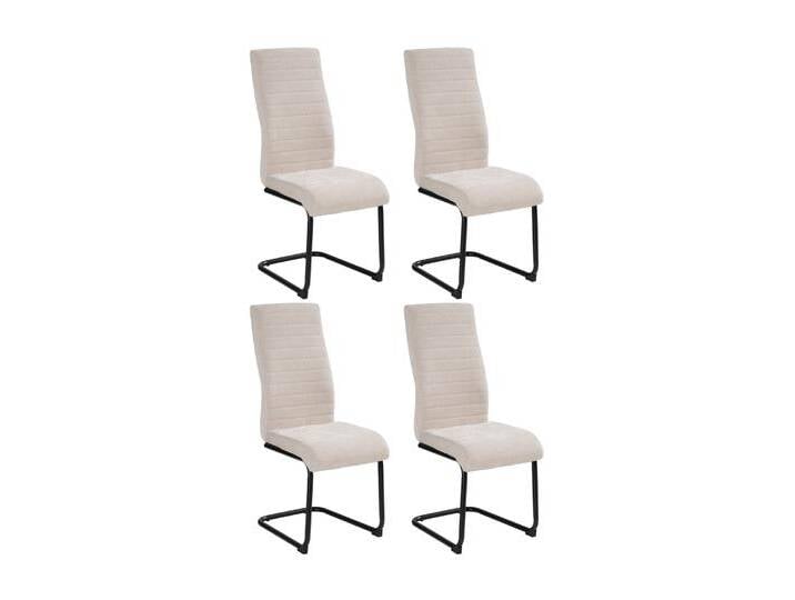 Home4You Schwingstühle 4er Set, Beige - Schwarz - Webstoff - Metall - mit Quersteppung - 4er Set Home4You Schwingstühle 4er Set, Beige - Schwarz - Webstoff - Metall - mit Quersteppung - 4er Set von moebel-jack