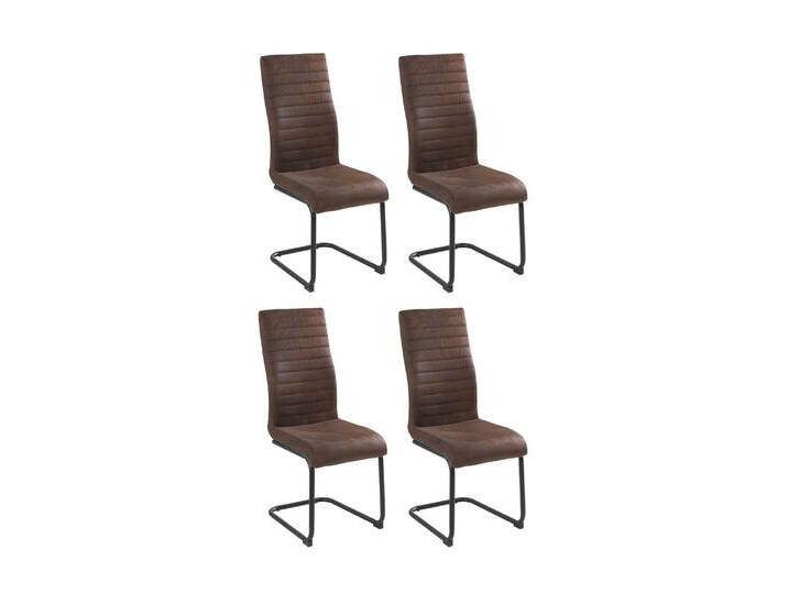 Home4You Schwingstühle 4er Set, Braun - Schwarz - Mikrofaser - Metall - mit Quersteppung - 4er Set Home4You Schwingstühle 4er Set, Braun - Schwarz - Mikrofaser - Metall - mit Quersteppung - 4er Set von moebel-jack