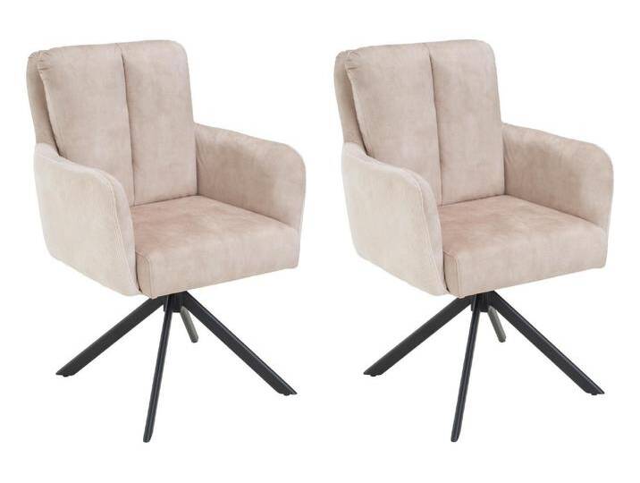 Polsterstühle 2er Set ALEX, Beige - Schwarz - Stoffbezug - Metallgestell - 180 Grad drehbar - 2er Set Polsterstühle 2er Set ALEX, Beige - Schwarz - Stoffbezug - Metallgestell - 180 Grad drehbar - 2er Set von moebel-jack
