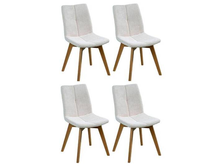 Standard Furniture Polsterstühle 4er Set TOKIO, Braun - Hellcreme - Cord - Holzgestell - mit Steppung - 4er Set von moebel-jack