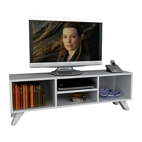 Alphamoebel TV Board Lowboard Fernsehtisch Fernsehschrank Sideboard, Fernseh Schrank Tisch für Wohnzimmer I Weiß I Yaren 1728 I 125 x 41 x 29,5 cm von moebel17