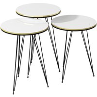Beistelltisch 3er-Set. 21216283 weiß schwarz Metall B/H/T: ca. 38x53,5x38 cm Beistelltisch 3er-Set. 21216283 weiß schwarz Metall B/H/T: ca. 38x53,5x38 cm von moebel17