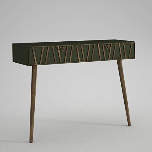 moebel17 5132 Forest Konsolentisch Ablagetisch Beistelltisch, Holz, Walnuss Grün, mit Massivholz Füße, große Schublade, viel Stauraum, 120 x 90 x 36 cm von moebel17